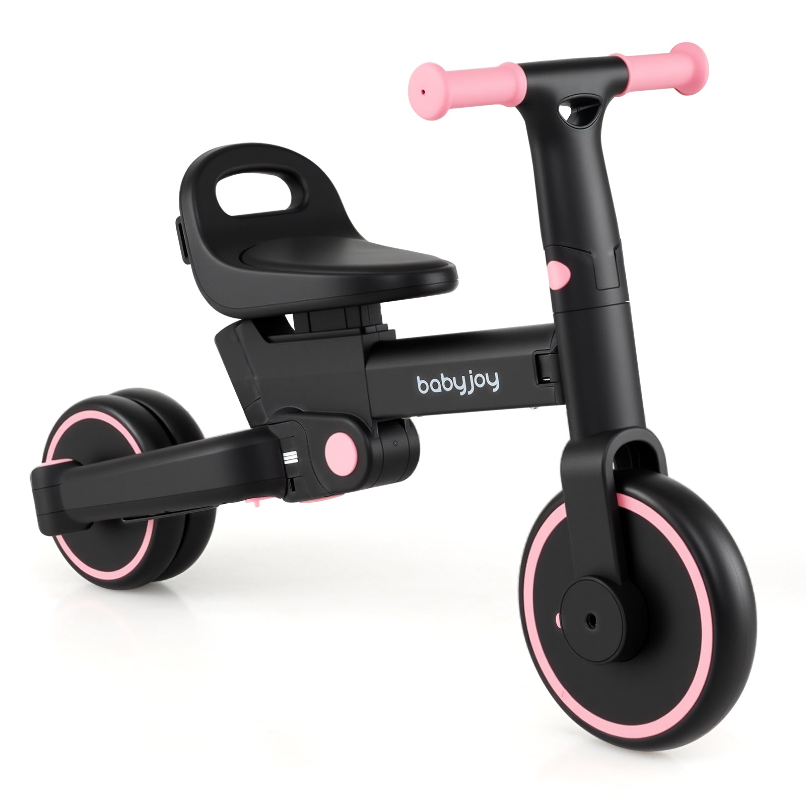 4-in-1 Foldable Toddler Tricycle with Push Handle with Adjustable Seat, Pink Balance Bikes at Gallery Canada