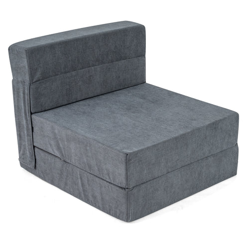 4-In-1 Folding Sofa Bed, Corduroy Cover, Smooth Zipper, Gray
