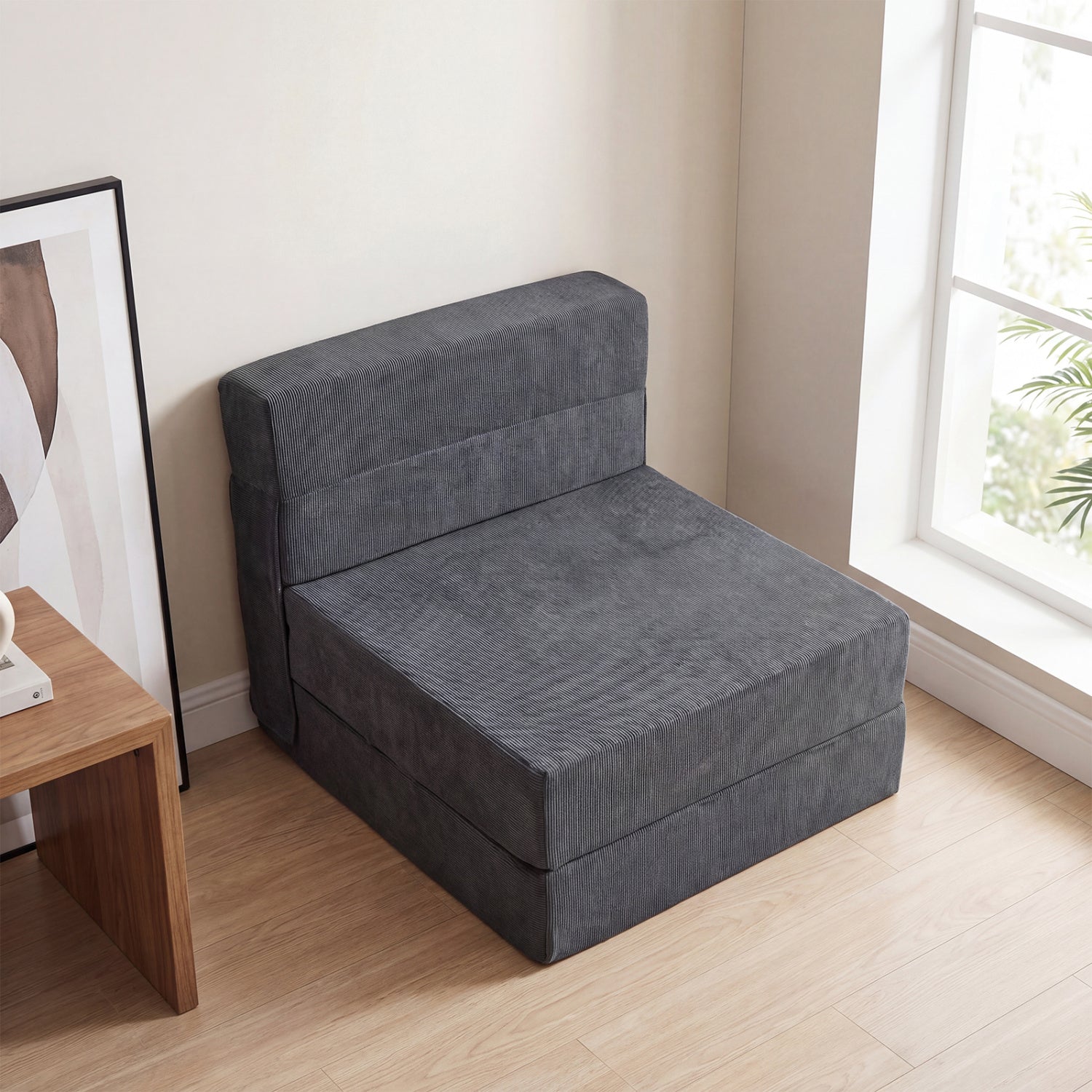 4-In-1 Folding Sofa Bed, Corduroy Cover, Smooth Zipper, Gray Sofas & Loveseats at Gallery Canada