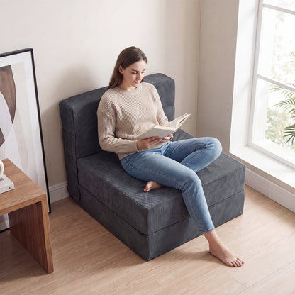 4-In-1 Folding Sofa Bed, Corduroy Cover, Smooth Zipper, Gray Sofas & Loveseats at Gallery Canada