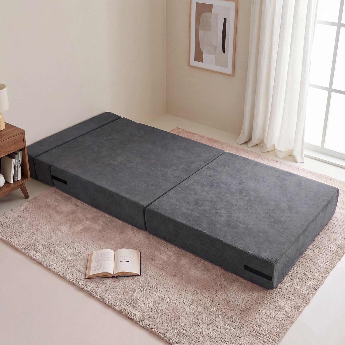 4-In-1 Folding Sofa Bed, Corduroy Cover, Smooth Zipper, Gray Sofas & Loveseats at Gallery Canada