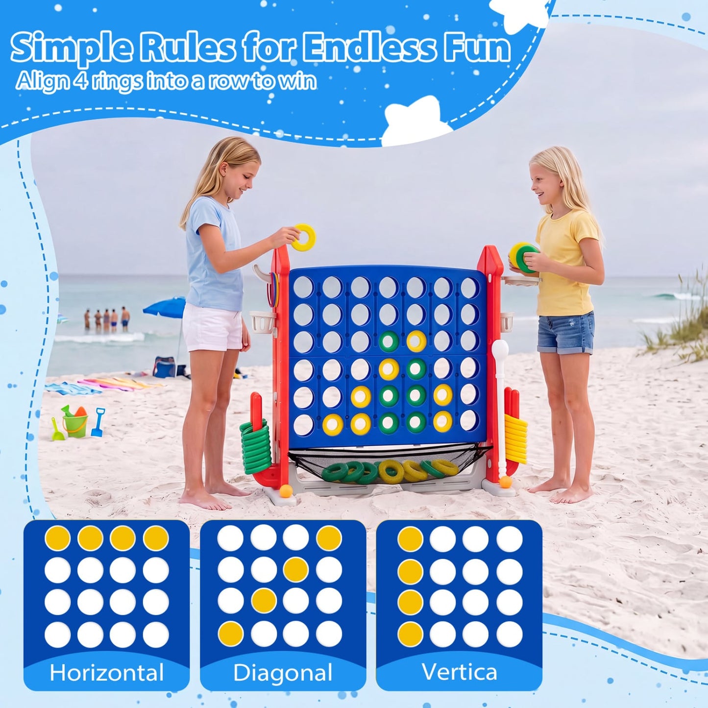 Height Adjustable Row Connect Game, Red