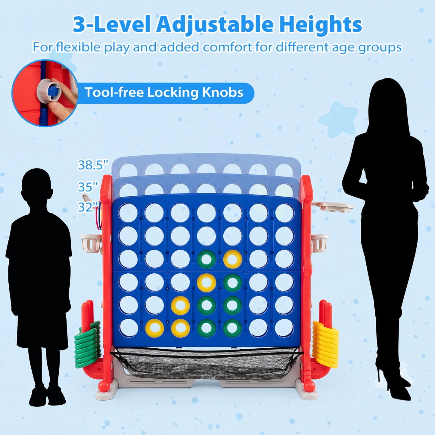 Height Adjustable Row Connect Game, Red