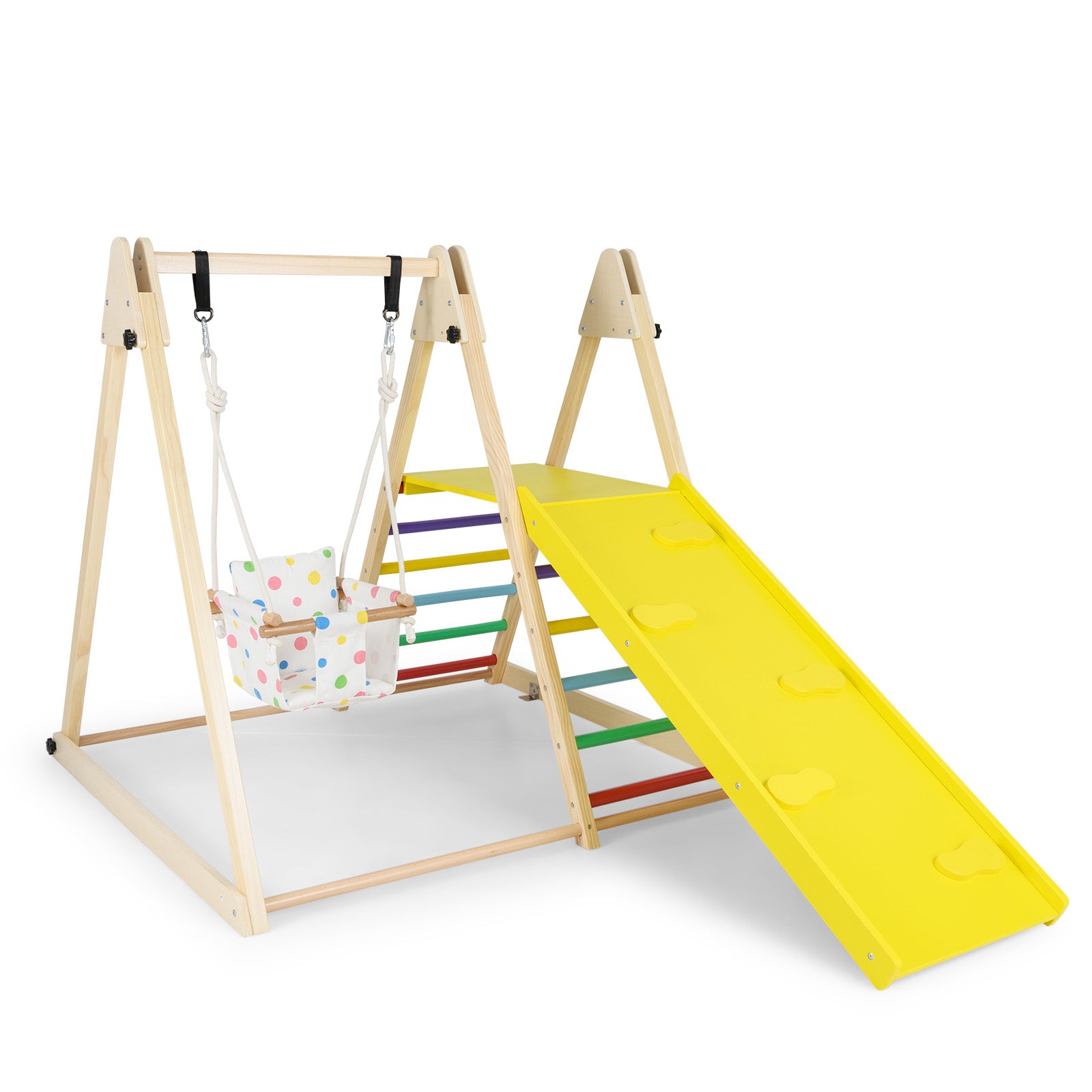 4-in-1 Indoor Jungle Gym with Baby Swing and Climbing Ramp, Multicolor Climbers & Slides Multicolor at Gallery Canada