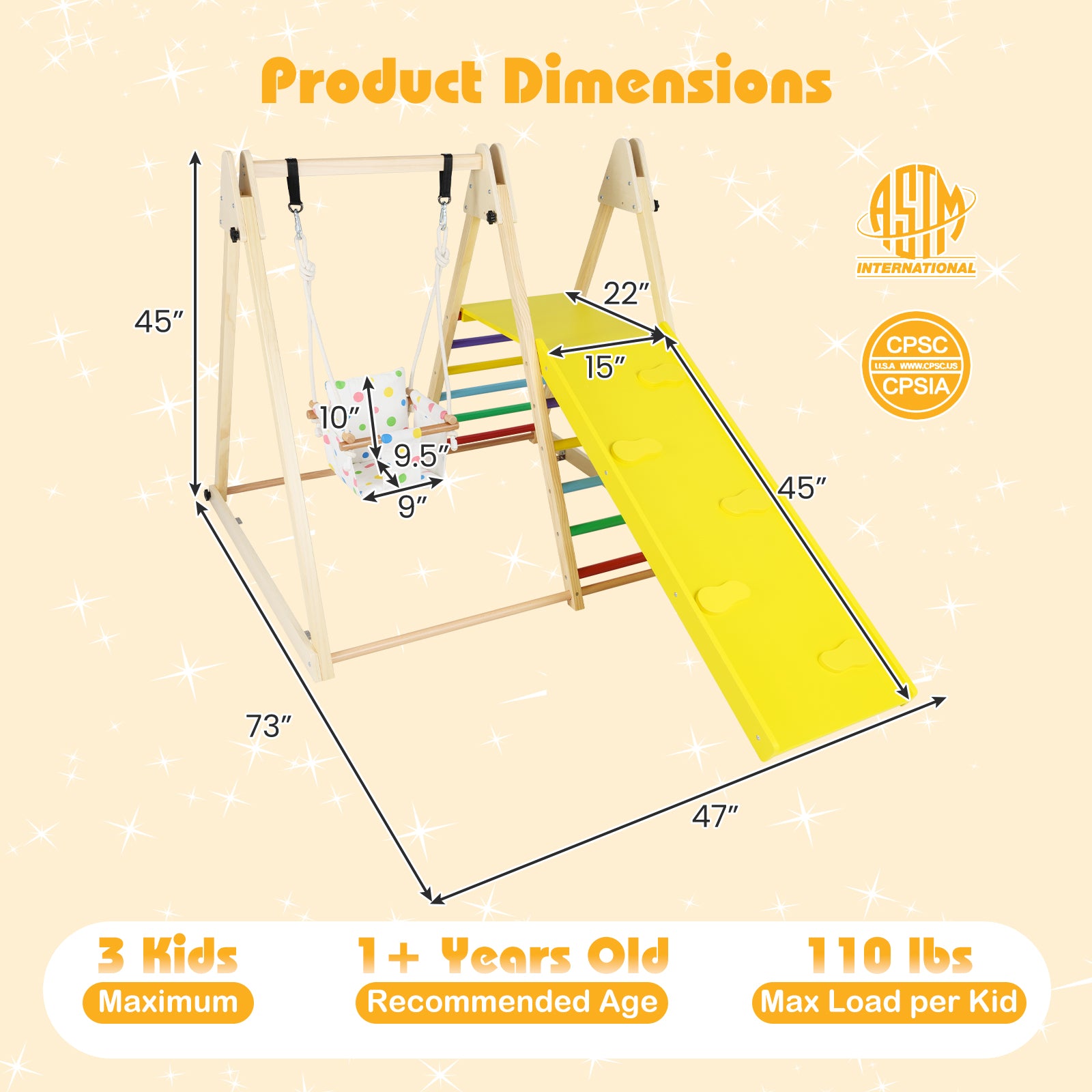 4-in-1 Indoor Jungle Gym with Baby Swing and Climbing Ramp, Multicolor Climbers & Slides at Gallery Canada