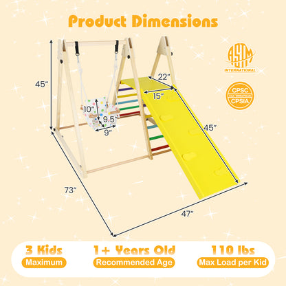 4-in-1 Indoor Jungle Gym with Baby Swing and Climbing Ramp, Multicolor Climbers & Slides at Gallery Canada