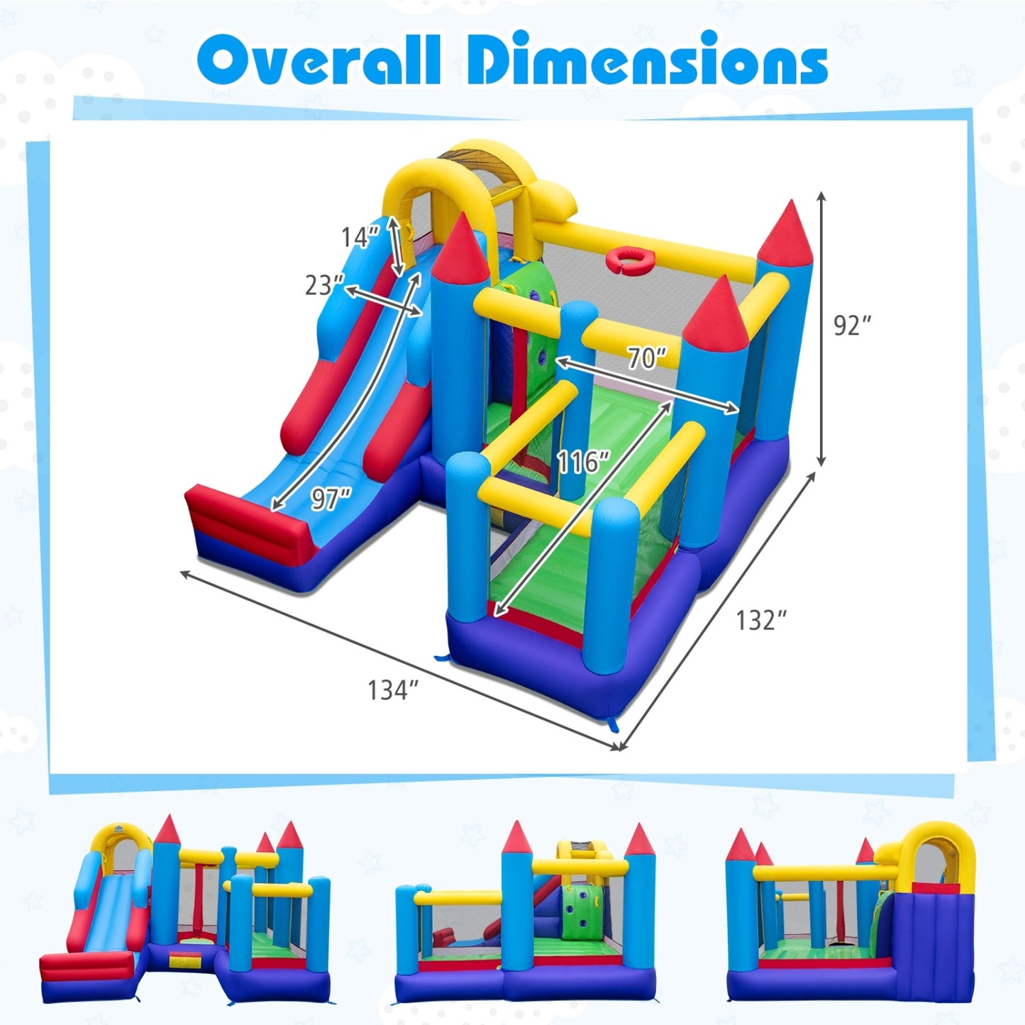 5-In-1 Inflatable Bounce Castle, Multicolor Bounce House at Gallery Canada