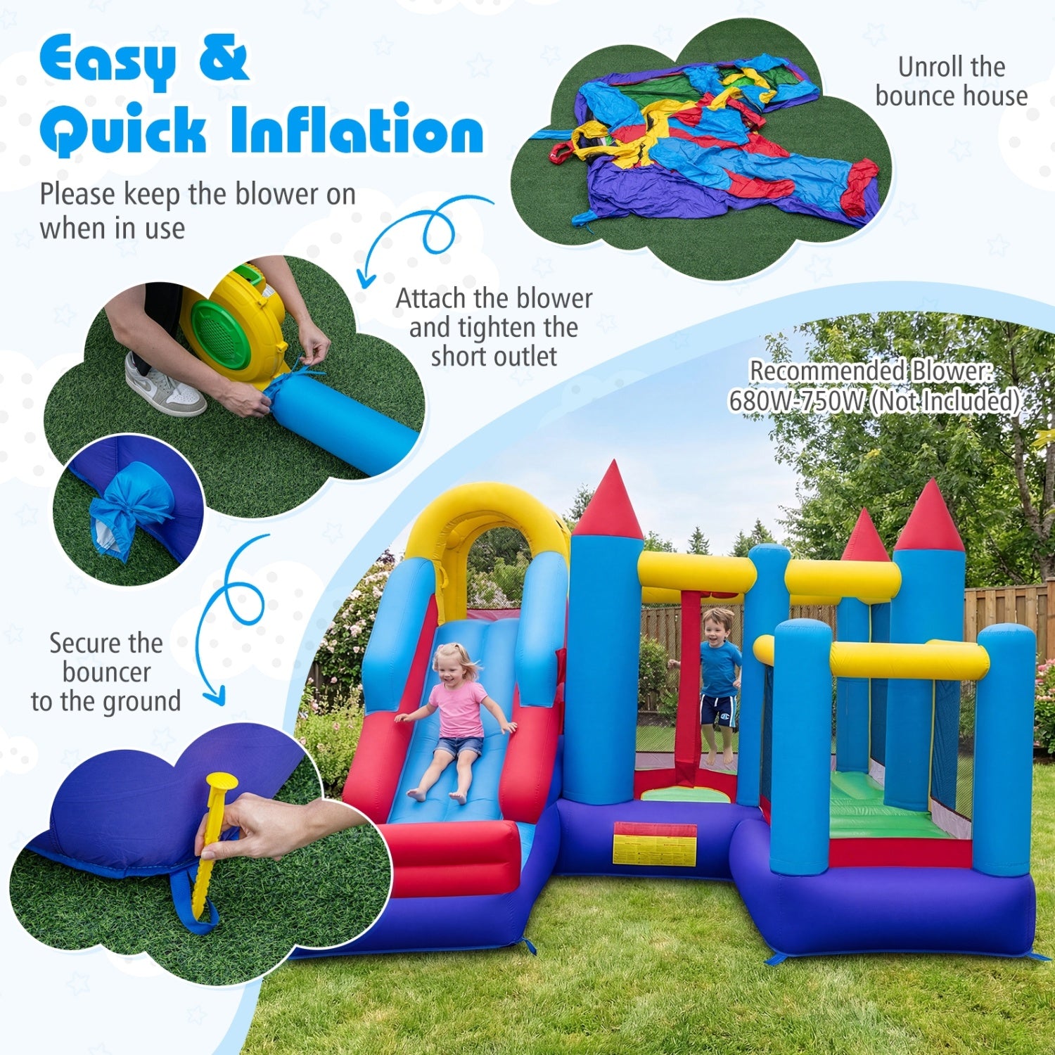 5-In-1 Inflatable Bounce Castle, Multicolor Bounce House at Gallery Canada