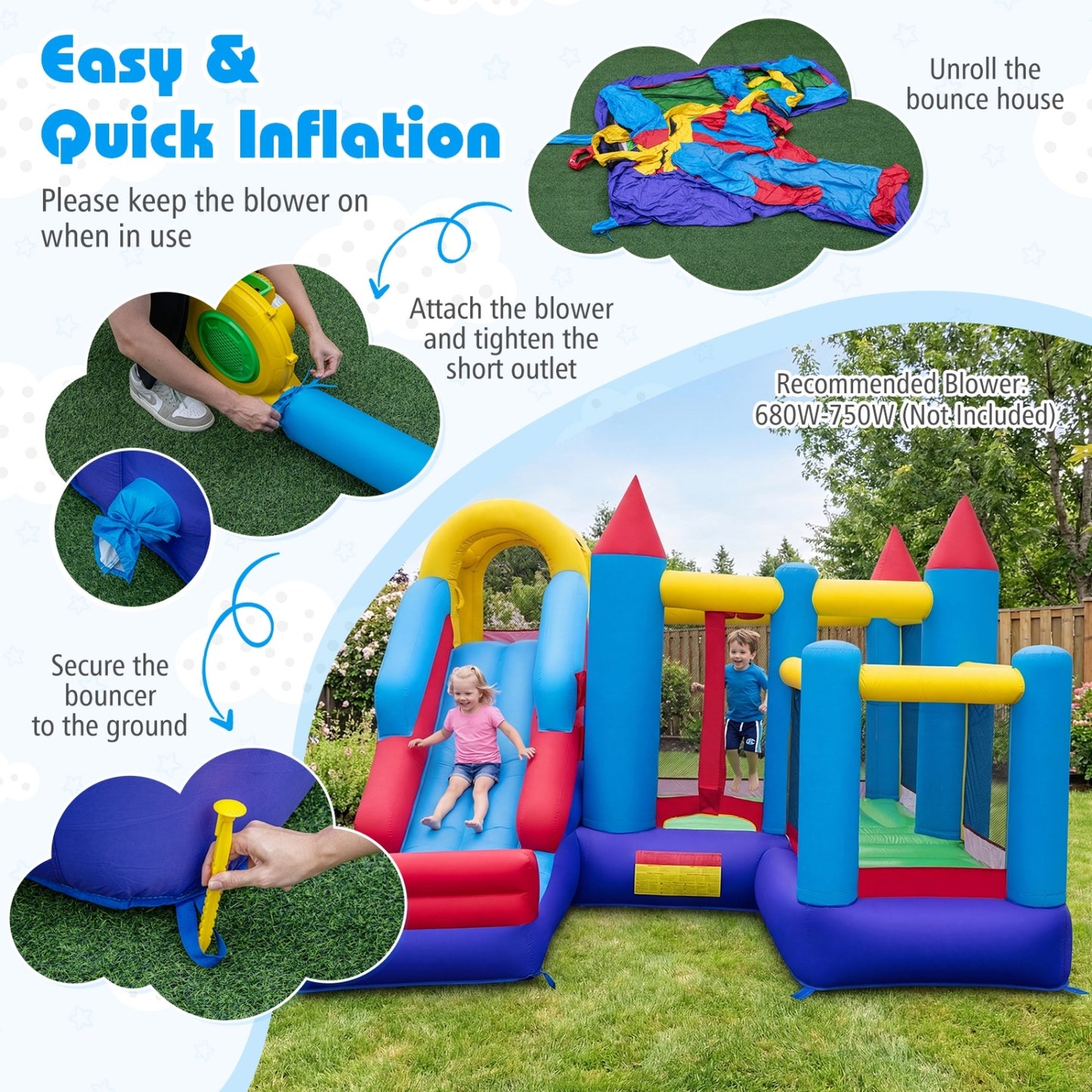 5-In-1 Inflatable Bounce Castle, Multicolor Bounce House at Gallery Canada