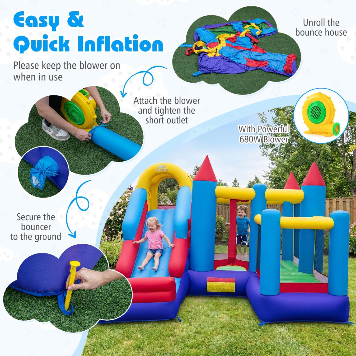 5-In-1 Inflatable Bounce House, 735W Blower, 50 Ocean Balls Bounce House at Gallery Canada