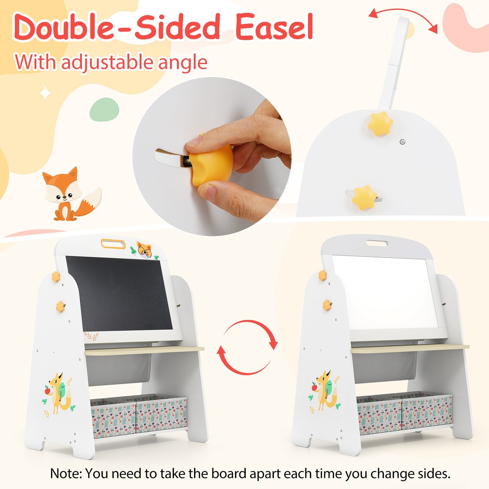 4-in-1 Kids Table and Chair Set Art Easel with Magnetic Whiteboard and Bookshelf, Natural Kids Table & Chair Sets at Gallery Canada