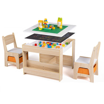 Table et chaises pour enfants avec blocs de construction, naturelles