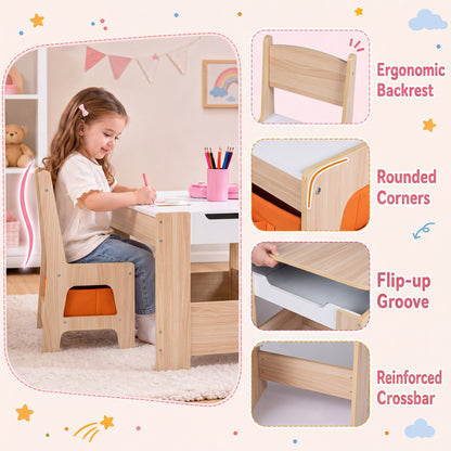 Table et chaises pour enfants avec blocs de construction, naturelles