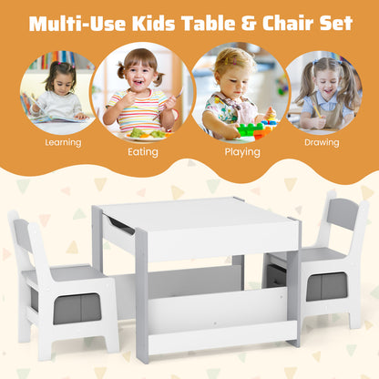 Kids Toddler Activity Table And Chairs Set, Reversible Tabletop, Gray Kids Table & Chair Sets at Gallery Canada