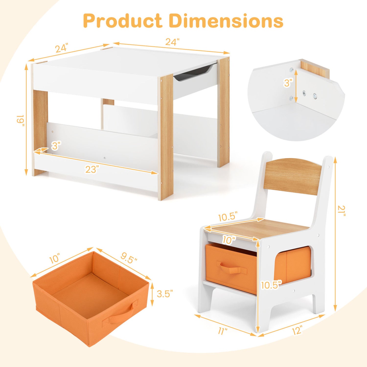 4 In 1 Kids Toddler Activity Table, Chairs Set, Reversible Tabletop, Natural Kids Table & Chair Sets at Gallery Canada