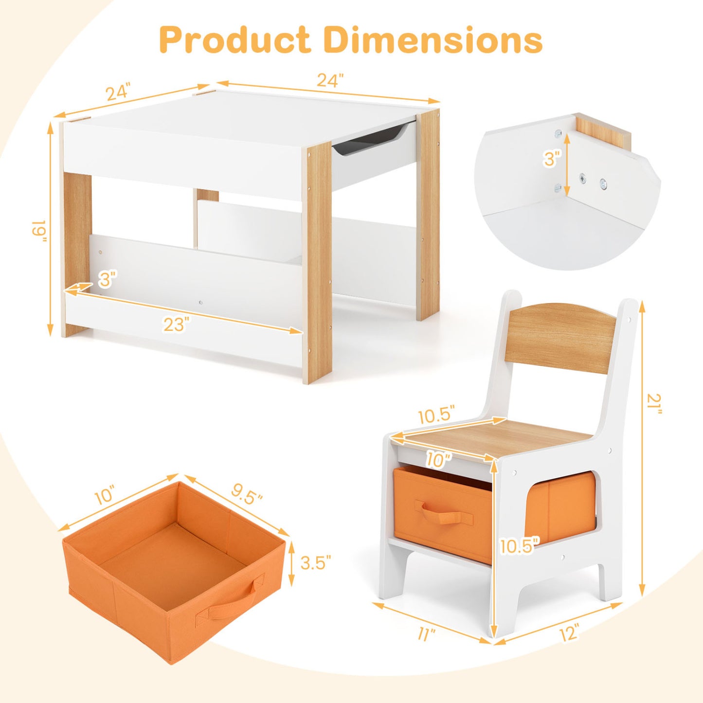 4 In 1 Kids Toddler Activity Table, Chairs Set, Reversible Tabletop, Natural Kids Table & Chair Sets at Gallery Canada