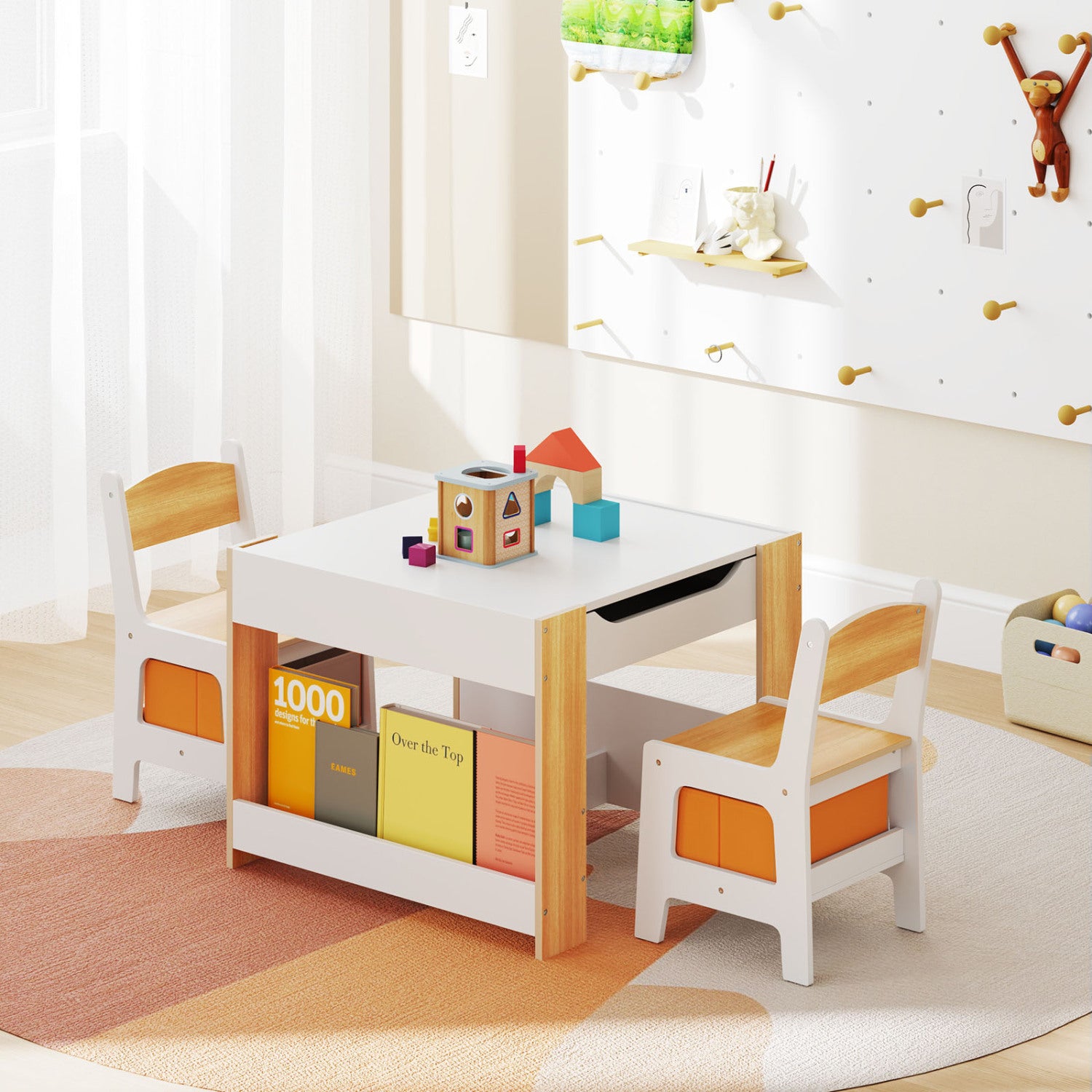 4 In 1 Kids Toddler Activity Table, Chairs Set, Reversible Tabletop, Natural Kids Table & Chair Sets at Gallery Canada