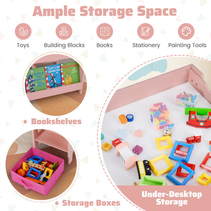 Ensemble de table et chaises d'activités pour enfants tout-petits 4 en 1, Rose