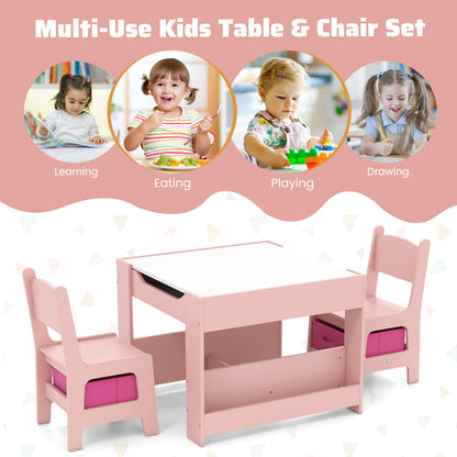 Ensemble de table et chaises d'activités pour enfants tout-petits 4 en 1, Rose