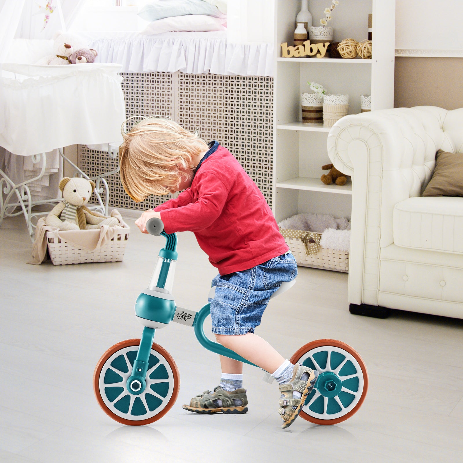 4-in-1 Kids Tricycle with Adjustable Parent Push Handle for 2-4 Years Old, Green Push & Pedal Ride On Toys at Gallery Canada