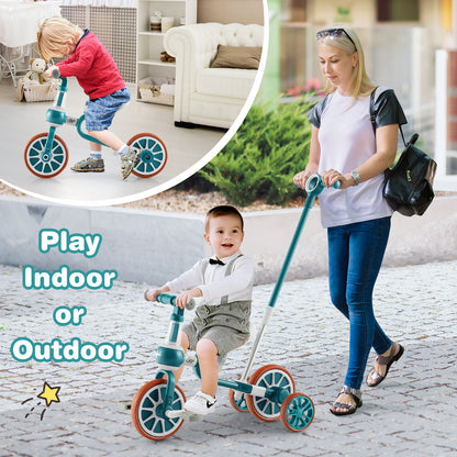 4-in-1 Kids Tricycle with Adjustable Parent Push Handle for 2-4 Years Old, Green Push & Pedal Ride On Toys at Gallery Canada