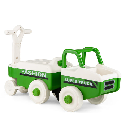 4 in 1 Ride on Push Car with Music and Under-Seat Storage for Boys Girls, Green Push & Pedal Ride On Toys Green at Gallery Canada