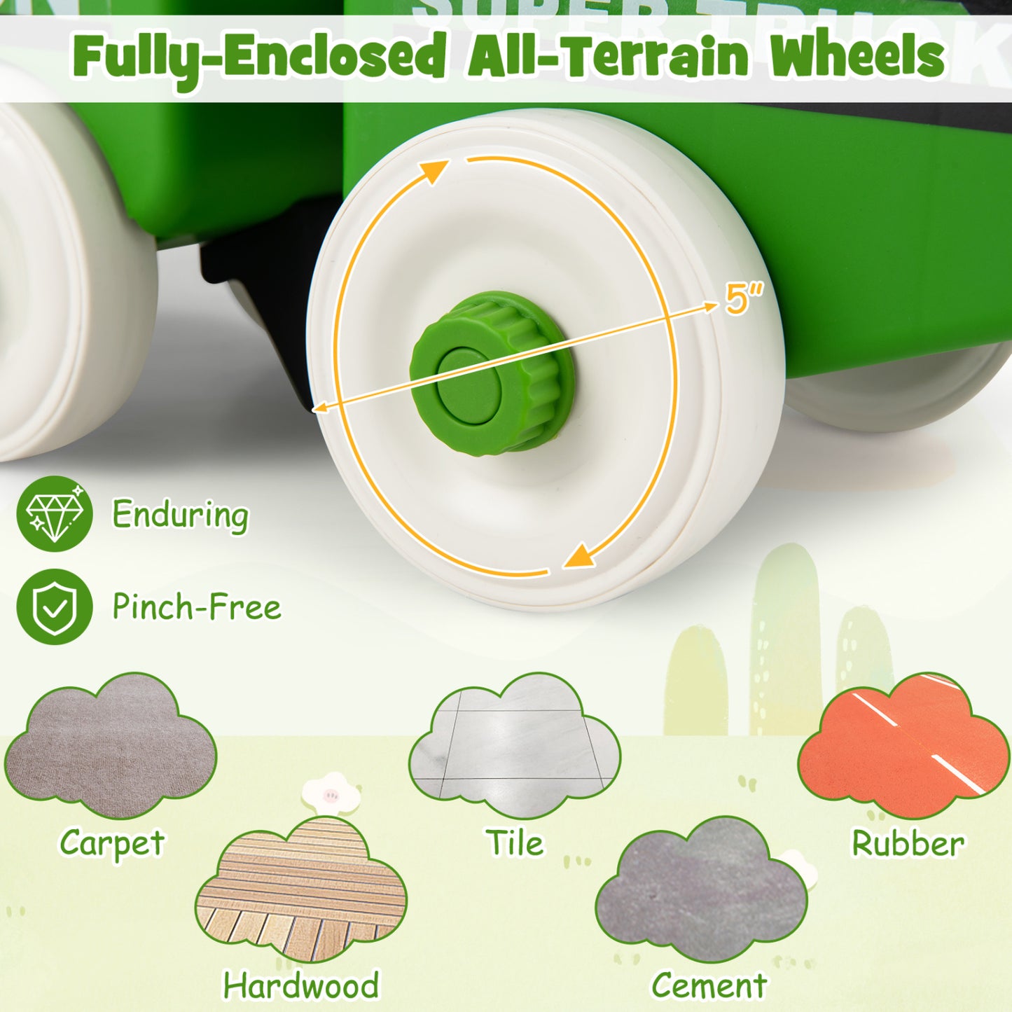 4 in 1 Ride on Push Car with Music and Under-Seat Storage for Boys Girls, Green Push & Pedal Ride On Toys at Gallery Canada