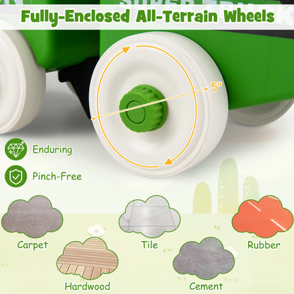 4 in 1 Ride on Push Car with Music and Under-Seat Storage for Boys Girls, Green Push & Pedal Ride On Toys at Gallery Canada