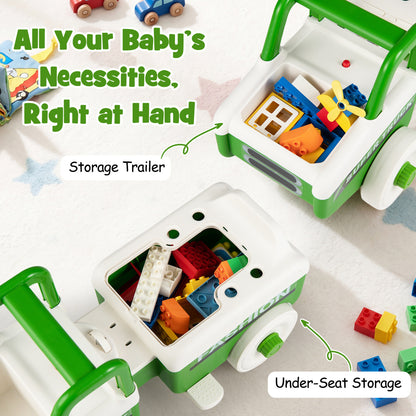 4 in 1 Ride on Push Car with Music and Under-Seat Storage for Boys Girls, Green Push & Pedal Ride On Toys at Gallery Canada