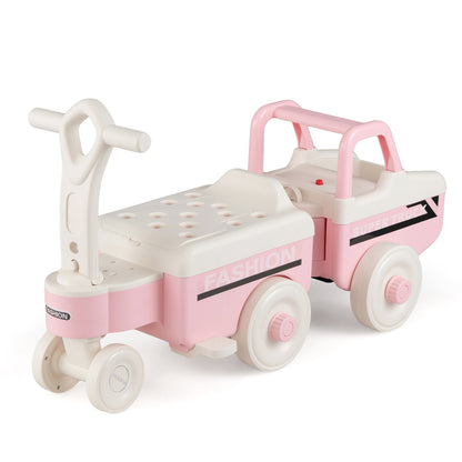 4 in 1 Ride on Push Car with Music and Under-Seat Storage for Boys Girls, Pink Push & Pedal Ride On Toys at Gallery Canada