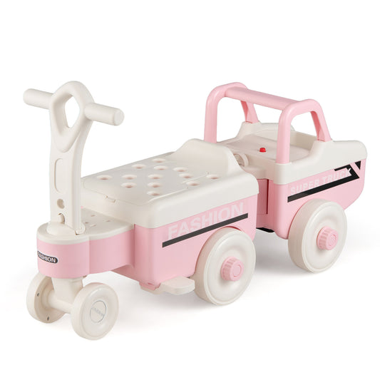 4 in 1 Ride on Push Car with Music and Under-Seat Storage for Boys Girls, Pink Push & Pedal Ride On Toys Pink at Gallery Canada