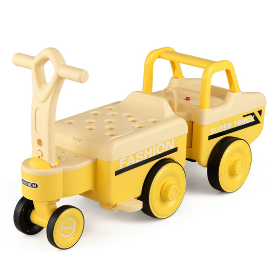 4 in 1 Ride on Push Car with Music and Under-Seat Storage for Boys Girls, Yellow Push & Pedal Ride On Toys Yellow at Gallery Canada