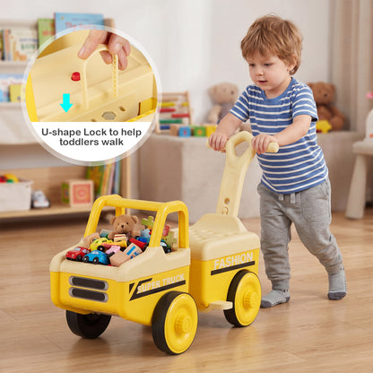 4 in 1 Ride on Push Car with Music and Under-Seat Storage for Boys Girls, Yellow Push & Pedal Ride On Toys at Gallery Canada