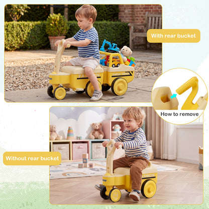 4 in 1 Ride on Push Car with Music and Under-Seat Storage for Boys Girls, Yellow Push & Pedal Ride On Toys at Gallery Canada