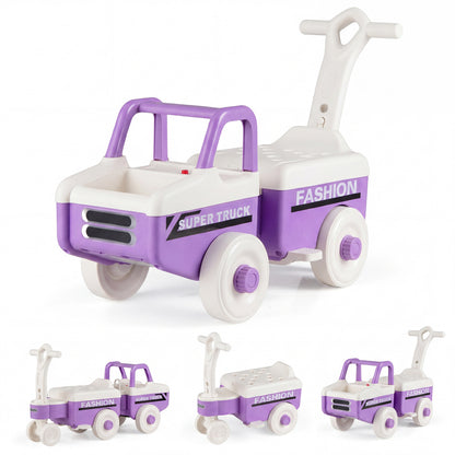 4 in 1 Ride on Push Car with Music and Under-Seat Storage for Boys Girls, Purple Push & Pedal Ride On Toys at Gallery Canada