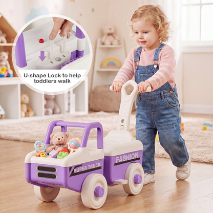 4 in 1 Ride on Push Car with Music and Under-Seat Storage for Boys Girls, Purple Push & Pedal Ride On Toys at Gallery Canada