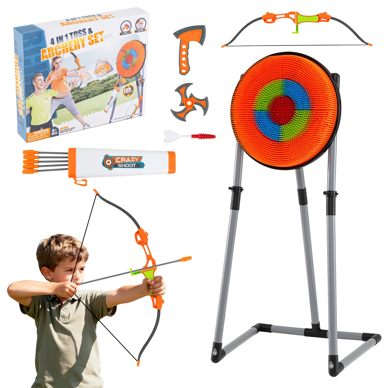 4 In 1 Throwing Target Set, Kids Throwing Game, Bristle Target, 3 Throwing Axes Game Room at Gallery Canada