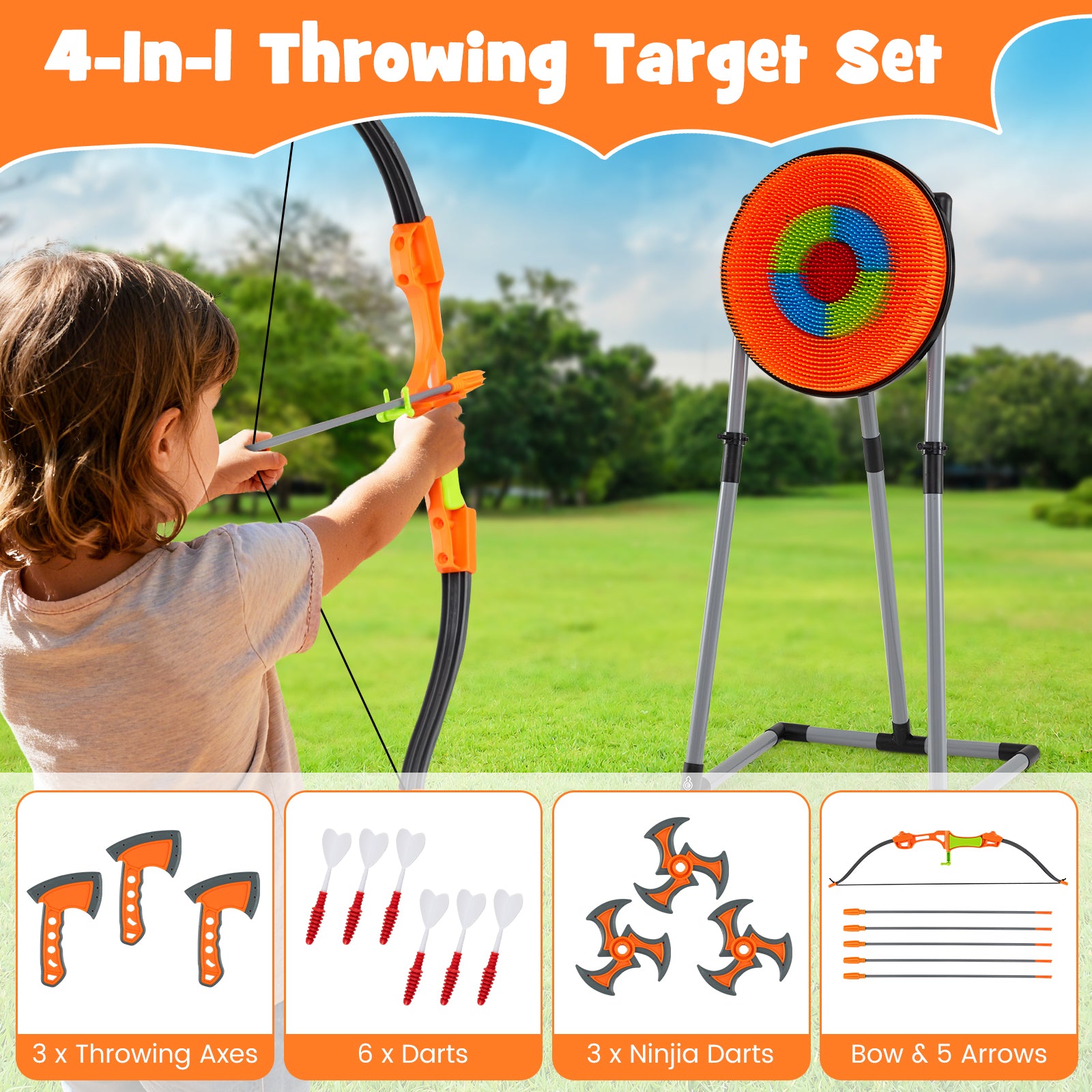 4 In 1 Throwing Target Set, Kids Throwing Game, Bristle Target, 3 Throwing Axes Game Room at Gallery Canada
