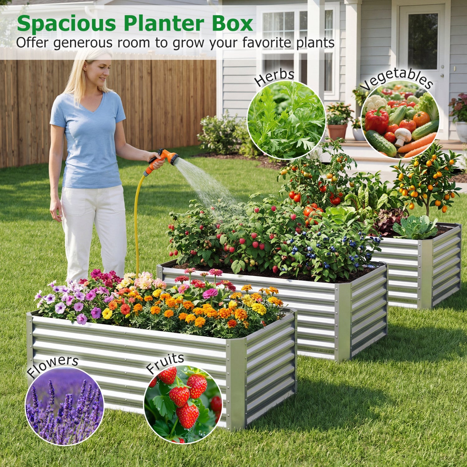4 x 2 x 2 FT Galvanized Raised Garden Bed, Metal Planter Box, Silver Raised Garden Beds at Gallery Canada