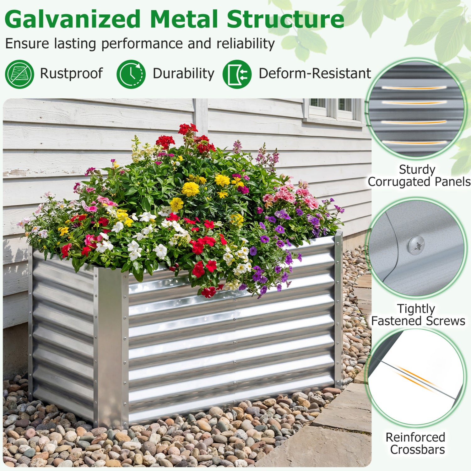 4 x 2 x 2 FT Galvanized Raised Garden Bed, Metal Planter Box, Silver Raised Garden Beds at Gallery Canada
