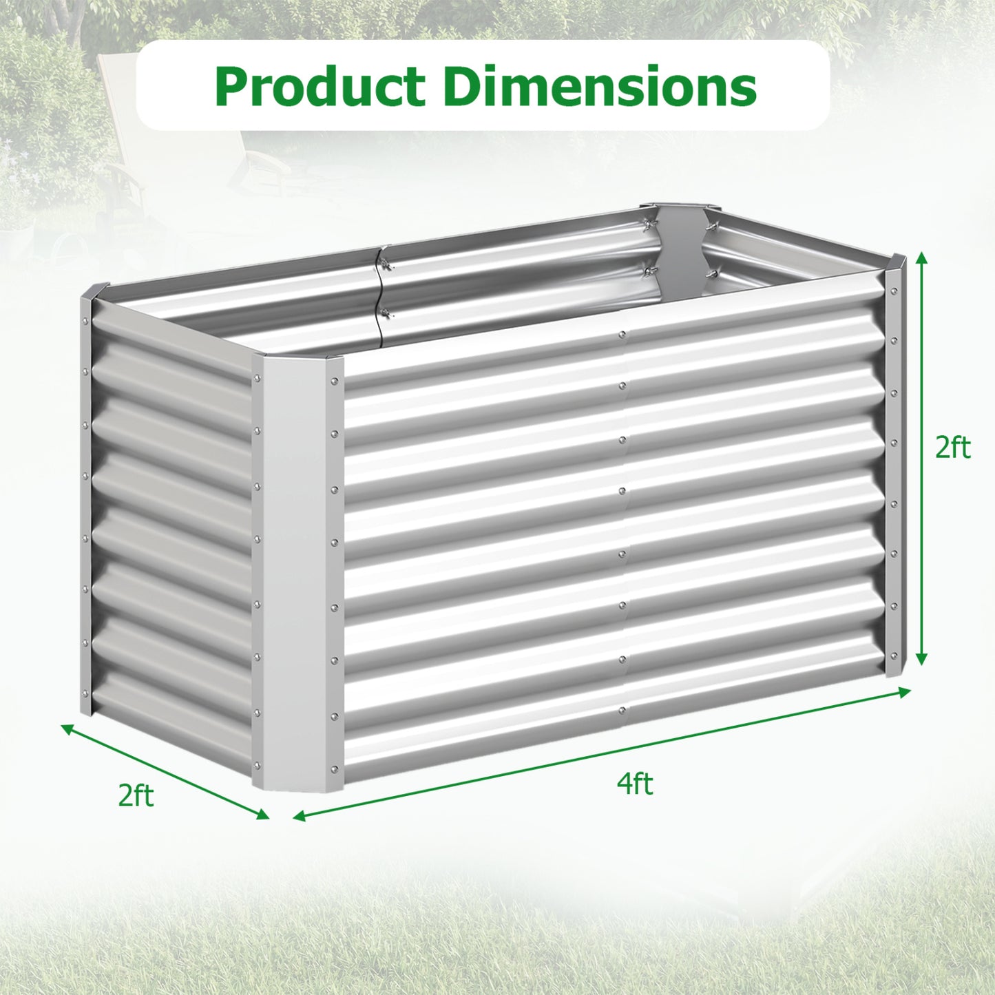 4 x 2 x 2 FT Galvanized Raised Garden Bed, Metal Planter Box, Silver Raised Garden Beds at Gallery Canada
