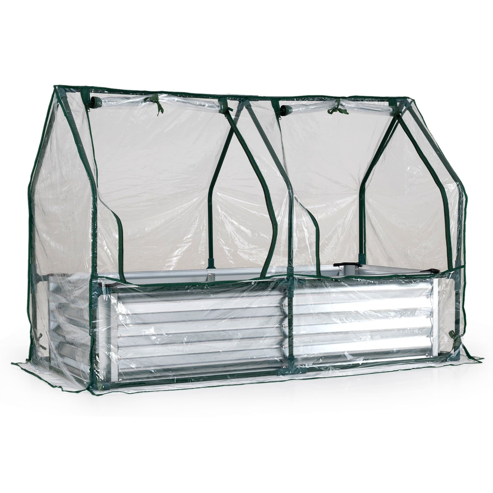 4x2x3 Feet Galvanized Raised Garden Bed, Greenhouse Cover, Silver Raised Garden Beds Silver at Gallery Canada