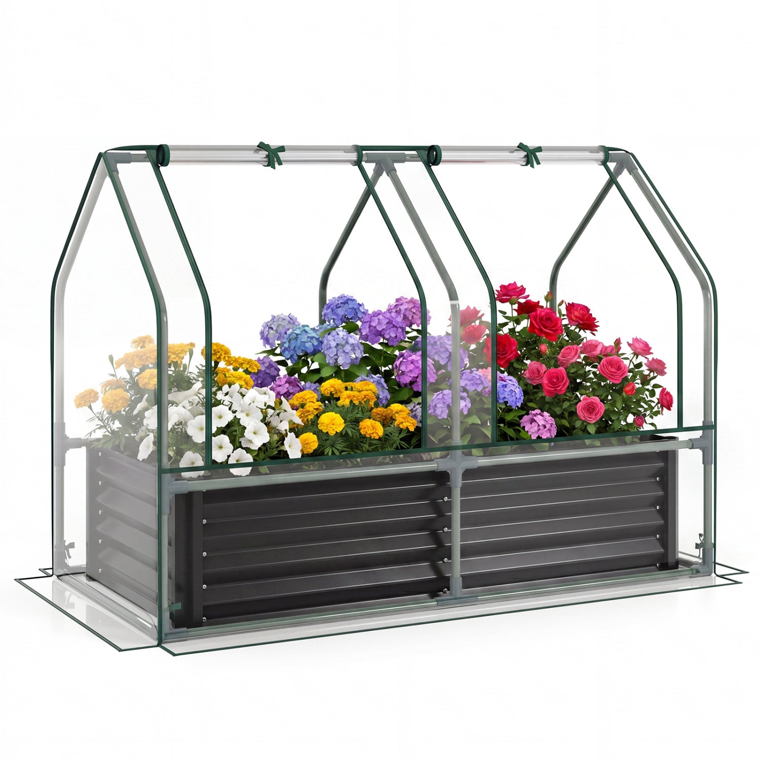 4 x 2 x 3 Feet Galvanized Raised Garden Bed, Greenhouse Cover, Black Raised Garden Beds at Gallery Canada