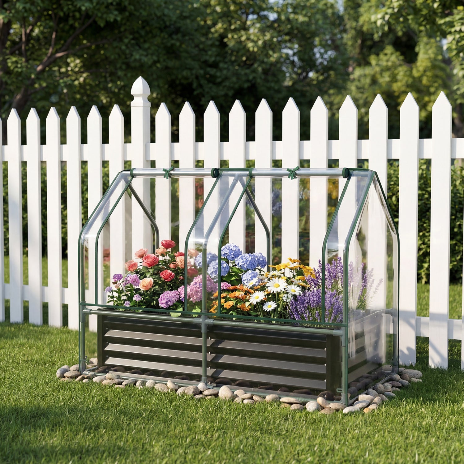 4 x 2 x 3 Feet Galvanized Raised Garden Bed, Greenhouse Cover, Black Raised Garden Beds at Gallery Canada