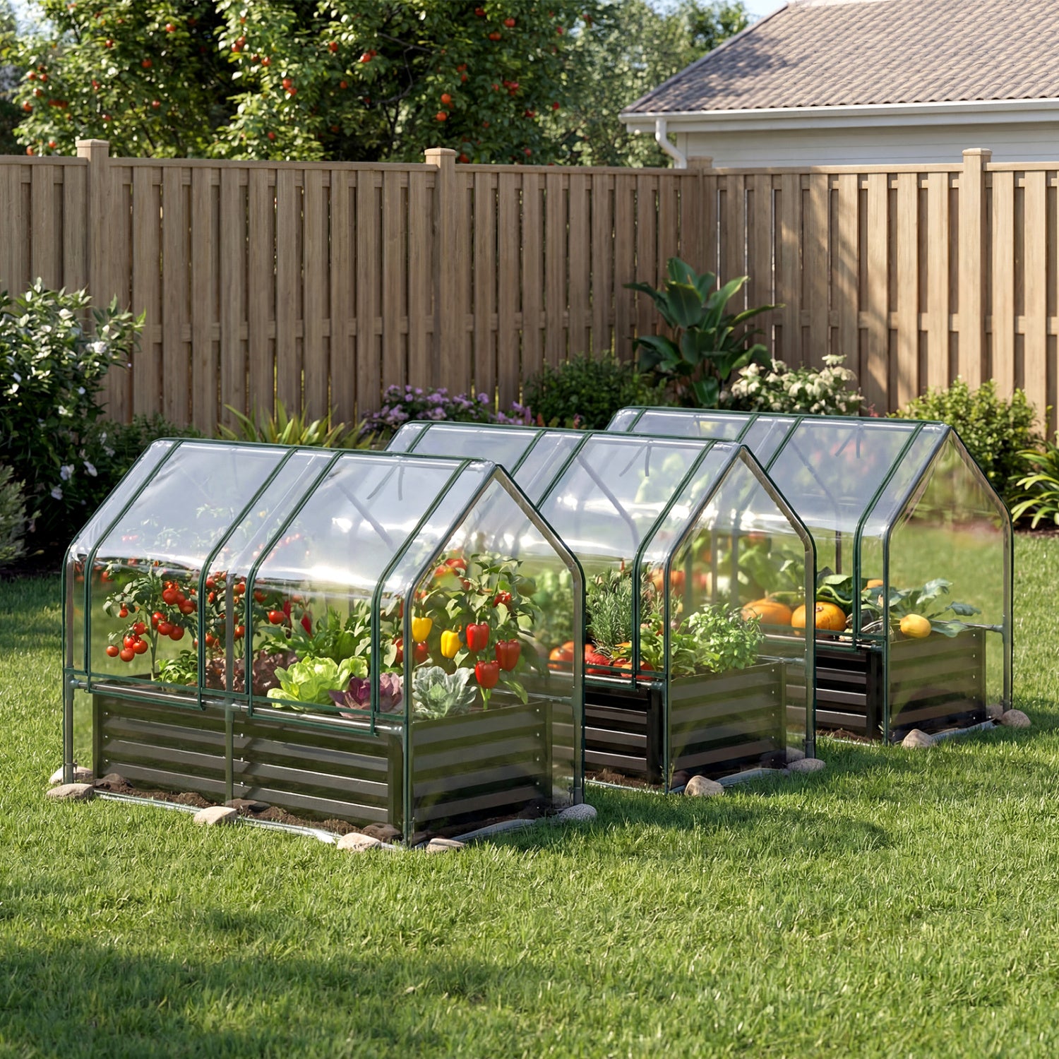 4 x 2 x 3 Feet Galvanized Raised Garden Bed, Greenhouse Cover, Black Raised Garden Beds at Gallery Canada