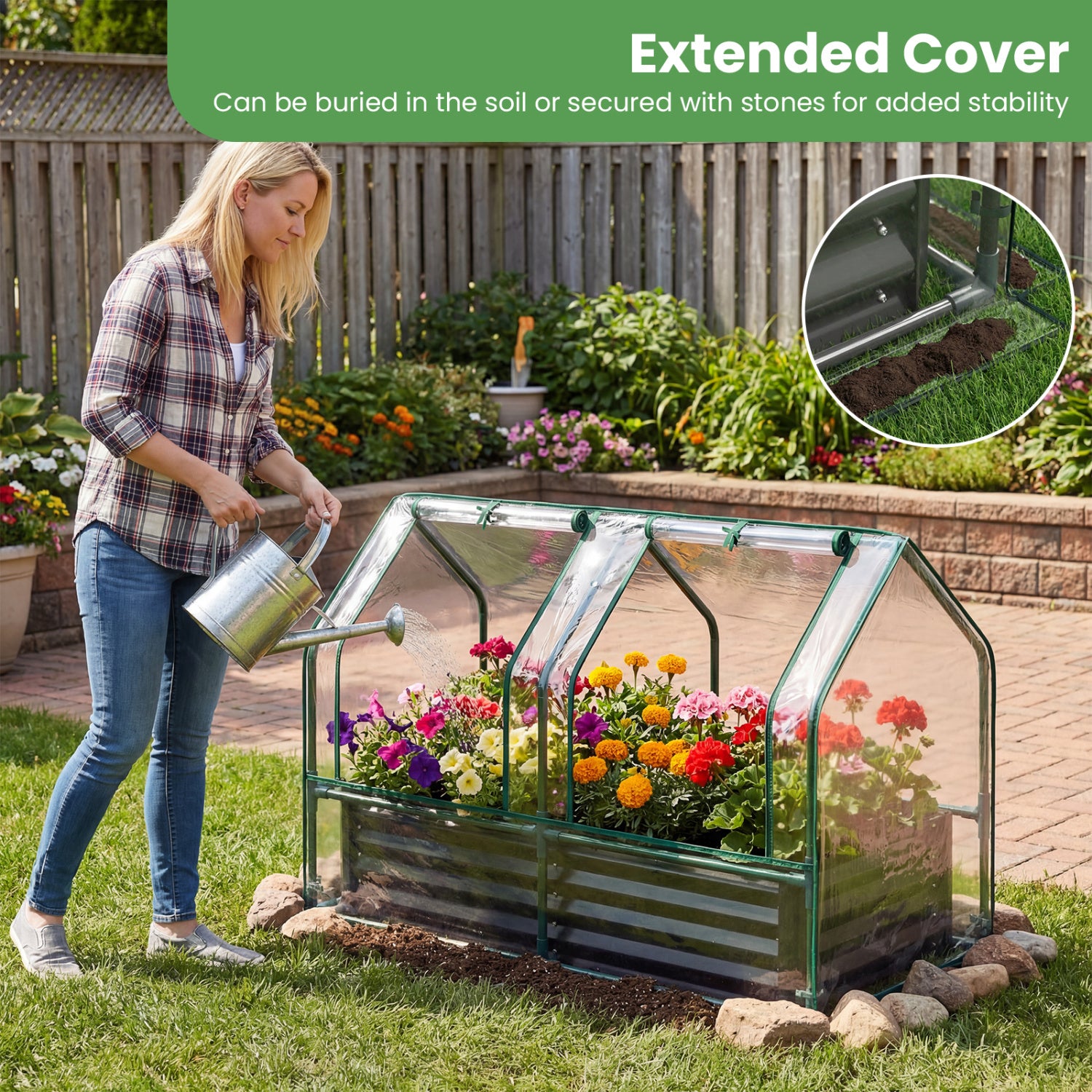 4 x 2 x 3 Feet Galvanized Raised Garden Bed, Greenhouse Cover, Black Raised Garden Beds at Gallery Canada