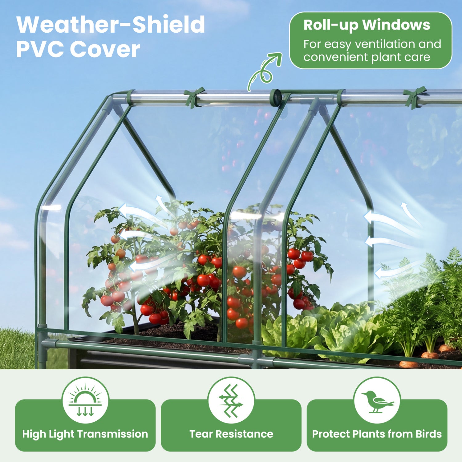 4 x 2 x 3 Feet Galvanized Raised Garden Bed, Greenhouse Cover, Black Raised Garden Beds at Gallery Canada
