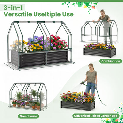 4 x 2 x 3 Feet Galvanized Raised Garden Bed, Greenhouse Cover, Black Raised Garden Beds at Gallery Canada