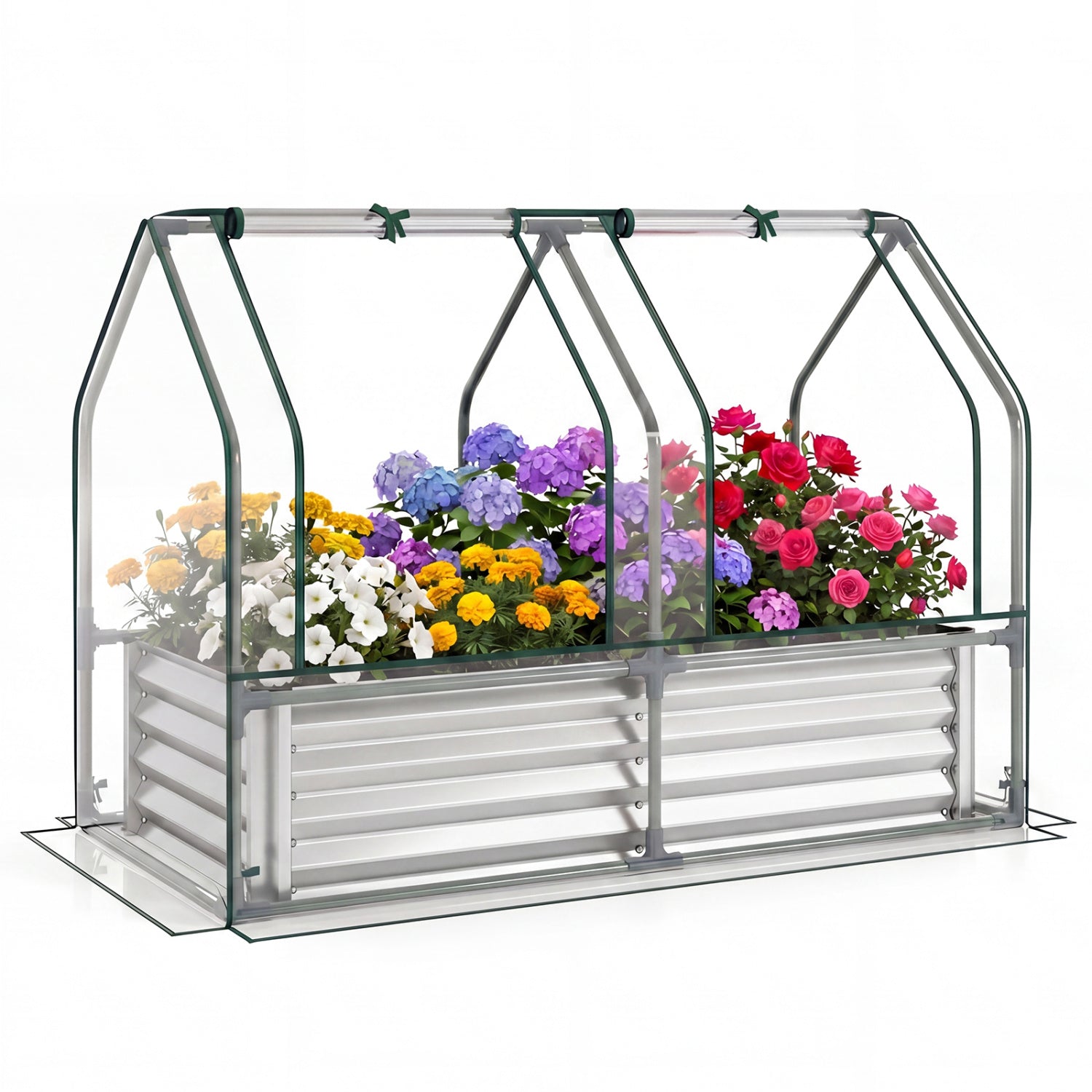 4x2x3 Feet Galvanized Raised Garden Bed, Greenhouse Cover, Silver Raised Garden Beds at Gallery Canada