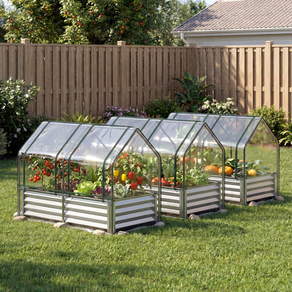 4x2x3 Feet Galvanized Raised Garden Bed, Greenhouse Cover, Silver Raised Garden Beds at Gallery Canada